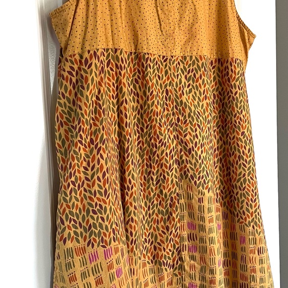 Gudrun Sjoden Organic Linen Cotton Sleeveless Patchwork Dress Mustard Yellow-L - Picture 7 of 9